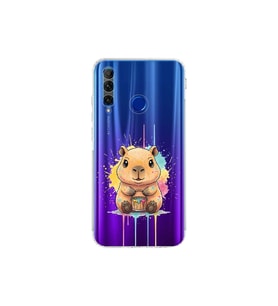 Honor 20 Lite ile Uyumlu Splash Kapibara Tasarımlı Şeffaf Silikon Kılıf