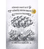 12" Krom Balon Seti  20 30 40 Adet (Gold Gümüş Rose Gold)  5'' Kom Balon Hediyeli Parti Süsleme Seti Doğum Günü Sürpriz