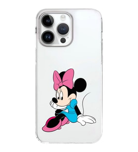 Apple iPhone 14 Pro Max Uyumlu Kapak Minnie Mouse Tasarımlı Şeffaf Silikon Kılıf