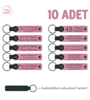 Pembe & Lacivert, Muhtelif Seminerler İçin, 10'lu Set, Kişiselleştirilebilir Deri Anahtarlık