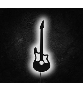 Elektro Gitar Tasarımlı Led Mdf Duvar Tablosu, 6mm Ahşap Duvar Dekoru