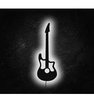Elektro Gitar Tasarımlı Led Mdf Duvar Tablosu, 6mm Ahşap Duvar Dekoru