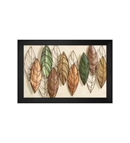 Renkli Yapraklar Soyut Motifli Kanvas Tablo 80 x 110 cm Siyah Çerçeve