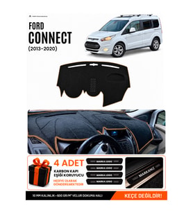 FORD TOURNEO CONNECT (2013-2020) Uyumlu Torpido Örtüsü Torpido Kılıfı - Siyah Kahverengi