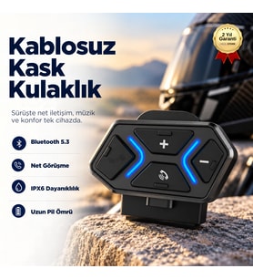Motosiklet Kaskı İçin Suya ve Toza Dayanıklı Kablosuz Mikrofonlu Kulaklık