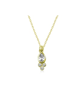 Gümüş Gold Çiğ Damlası Tektaş Kadın Kolye CSR2183808