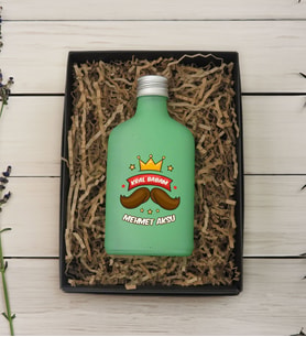 BK Gift Hediye Kutulu Kişiye Özel İsimli Baba Temalı Yeşil Tasarım Cam Şişede 200 ml Kolonya-3, Babaya Hediye, Babalar Günü Hediyeleri, Hediyelik Baskılı Kolonya