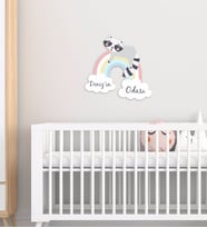 BK Gift Kişiye Özel Gökkuşağı Tasarımlı Çocuk Odası Ahşap Duvar Süsü-1 (Beyaz)
