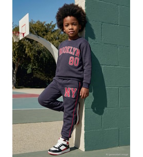 Civil Boys Brooklyn 80 Baskılı Biyeli 2-5 Yaş Eşofman Takımı - Gri