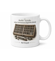 Matbaa Harf Kasaları Çizimli Dizgici Kupa Bardak Hediye Baskılı Kupa