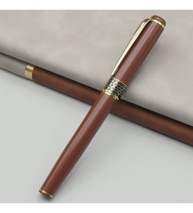 Gold İşlemeli Kahverengi Metal Roller Kalem