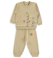 Civil Baby Zürafa Baskılı 6-18 Ay Takım - Kahverengi (Sütlü Kahve)