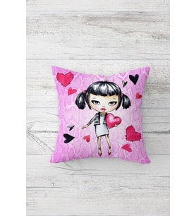 Pink Girl Çift Tarafı Baskılı Gizli Fermuarlı Yastık Kılıfı Kırlent Koltuk Yastık Kılıfı (Pembe)