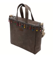 Mumlu Kanvas Tote Bag Çanta, El ve Omuz Çantası, Boncuk Detaylı Kadın çanta (B.Kahverengi)