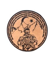 Komando Andı Korku Nedir Bilmeyiz  -Yuvarlak  Deri Peç - Arma - Leather Patch (Bej)