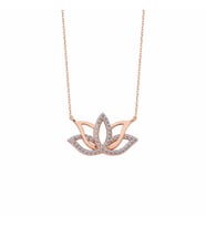 Gümüş Rose Lotus Çiçeği Kolye