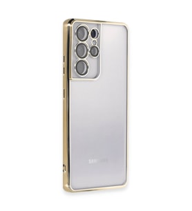 Samsung Galaxy S21 Ultra Kılıf Razer Lensli Silikon - Gold