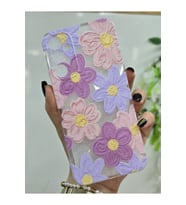 Samsung Galaxy A54 Uyumlu Pastel Renkli Çiçekler Desenli Şeffaf Telefon Kılıfı