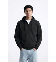 Erkek Fermuarlı Kapüşonlu İçi Polarlı Antrasit Sweatshirt