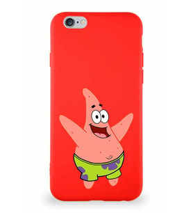 Apple iPhone 6 Soft Premier Kapak Patrick Yıldız Tasarımlı Silikon Kılıf - Kırmızı (Şeffaf)