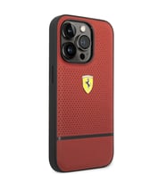 Apple iPhone 14 Pro Max Kılıf Ferrari Orjinal Lisanslı Deri Delikli Ve Çizgili Dizayn Kapak