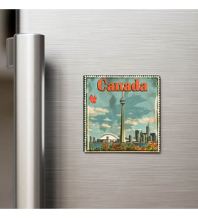 Kanada Canada - Posta Pulu Temalı Ülke - Baskılı Buzdolap Magneti Kare - 9x9 cm