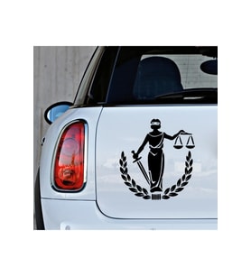 Adelet Simgesi Terazi Araba Oto Leptop Sticker 20cm Siyah Renk