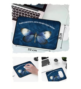 Kelebek Motto Tasarımlı 33x28 Cm Mousepad Kaymaz Taban Rahat Konforlu Mouse Pad