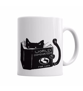 Kitap Okuyan Kedi Cats  Kupa Bardak Porselen