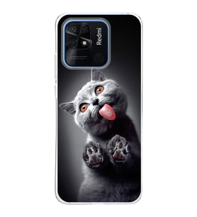 PrintiFy Xiaomi Redmi 10C ile Uyumlu 1mm Slim Fit Kedi 2 050c Baskılı Şeffaf  Kılıf
