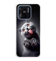 PrintiFy Xiaomi Redmi 10C ile Uyumlu 1mm Slim Fit Kedi 2 050c Baskılı Şeffaf  Kılıf