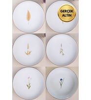 Natura Karma Altın Yaldız Çukur Porselen Tabak 18,50cm 6'lı Set