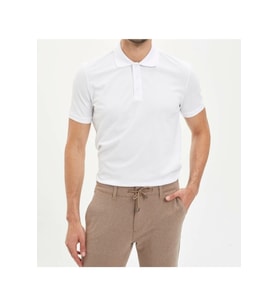 Erkek Beyaz Basic Polo Yaka T-shirt