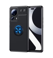 Xiaomi Mi 13 Lite Kılıf Zore Ravel Yüzüklü Silikon Kılıf (Siyah-Mavi)