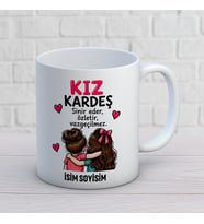 Kişiye Özel Kız Kardeş Tasarımlı Vazgeçilmez Yazılı İsimli Seramik Kupa Bardak