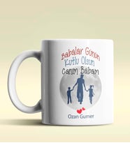 Kişiye Özel Babalar Günün Kutlu Olsun 12 Temalı Beyaz Kupa Bardak