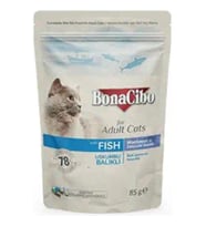 BonaCibo Soslu Uskumru-Balıklı Pouch Yetişkin Kedi Yaş Maması 85 gr x 12 Adet