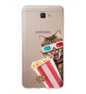 PrintiFy Samsung Galaxy J7 Prime 2 ile Uyumlu 1mm Slim Fit Kedi 1 050b Baskılı Şeffaf  Kılıf