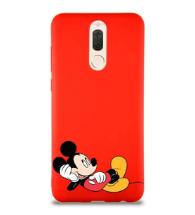 Huawei Mate 10 Lite Soft Premier Kapak Mickey Mouse-F Tasarımlı Silikon Kılıf - Kırmızı (Şeffaf)