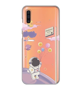 Samsung Galaxy A70 Uyumlu Astronot Tasarımlı Şeffaf Telefon Kılıfı