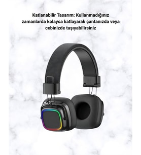 RGB Işıklı Katlanabilir Bluetooth 5.3 Kulak Üstü Kulaklık