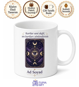 Tarot Kart Temalı Baskılı Kupa Bardak Tarot Severlere Özel Hediye
