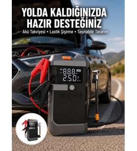 Işıklı Hava Kompresörlü Taşınabilir Akü Takviye Ünitesi Yeni Nesil