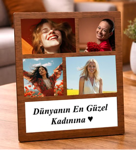 Kişiye Özel 4 Fotoğraflı Masaüstü ÇerçeveKendi Mesajını Oluştur Kolaj Çerçeve