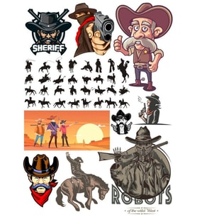 Kowboy Vahşi Batı Sticker Set 25 Parça Telefon, Tablet, Defter, Laptop Sticker