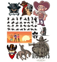 Kowboy Vahşi Batı Sticker Set 25 Parça Telefon, Tablet, Defter, Laptop Sticker