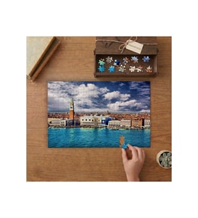 Saat Kulesi- Şehir Manzarası - Deniz Tasarımı 240 parça Ahşap Puzzle Ahşap Kutuda MP01542