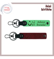Kuzenin İçin Şık ve Anlamlı Armağan, Ay Yıldız TC 2’li Kişisel Hediyelik Anahtarlık , F Yeşil-Bordo