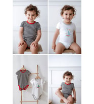 %100 Pamuk 2li Kısa Kollu Bebek Body (Siyah - Beyaz)