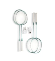 Zerogym Badminton File Raket Top Seti 4 Raket, 4 Top,Çanta Platformlu File (Turkuaz)